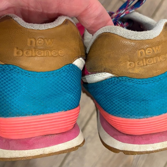 New Balance 574 Pink Teal Retro Sneakers Size 7 - Picture 8 of 9